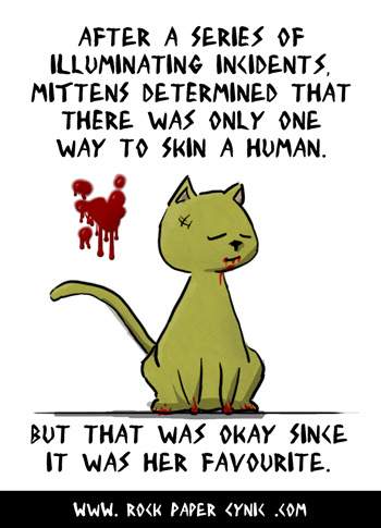mittens the cat is still a sweetheart, despite all the blood