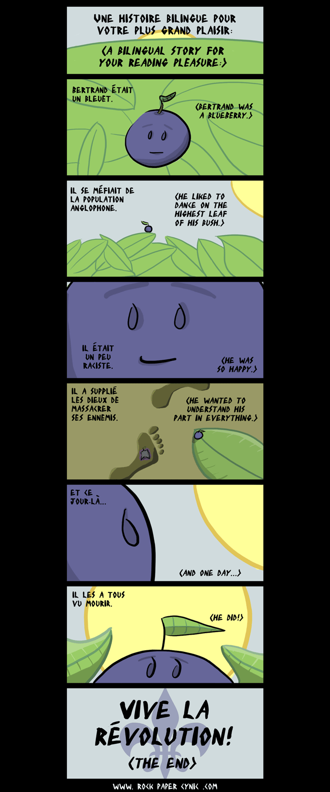 a blueberry learns about life and French-English translation