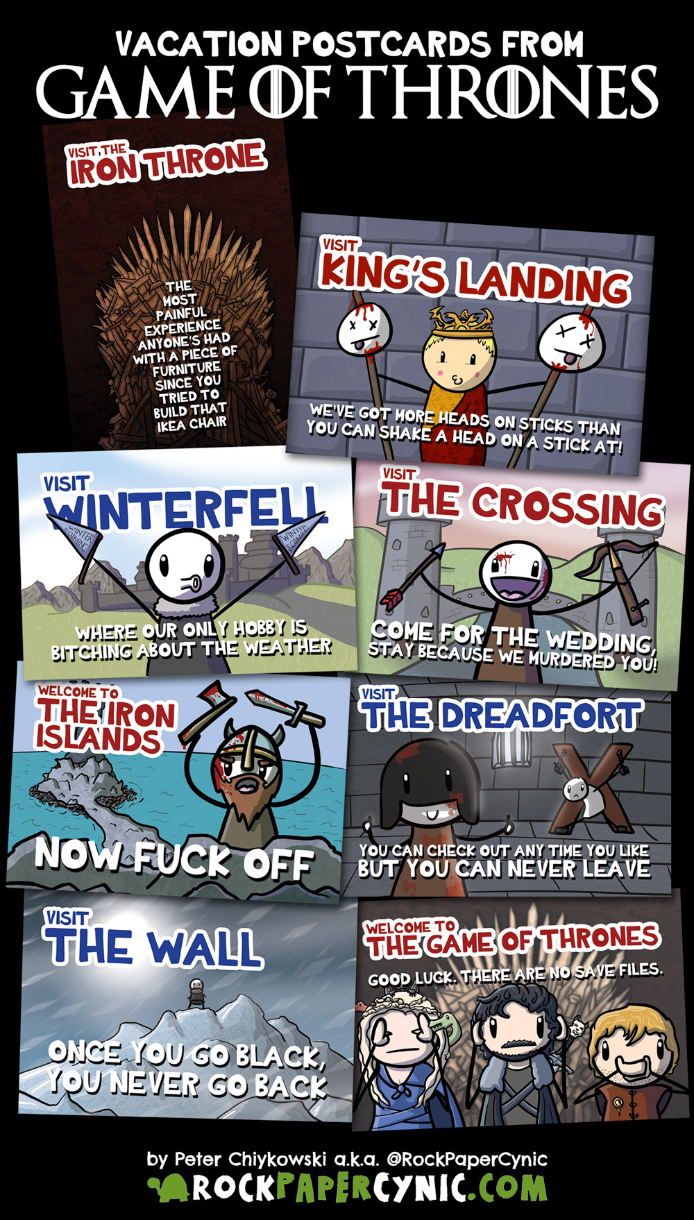 we share 8 Game of Thrones postcards you can send to your friends on your next vacation in Westeros!