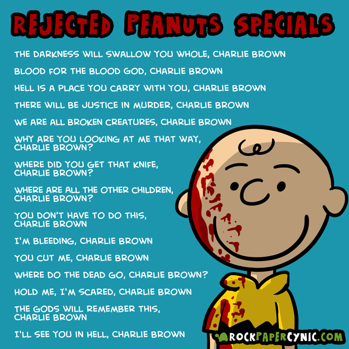 we review a horrifying list of rejected Charlie Brown specials