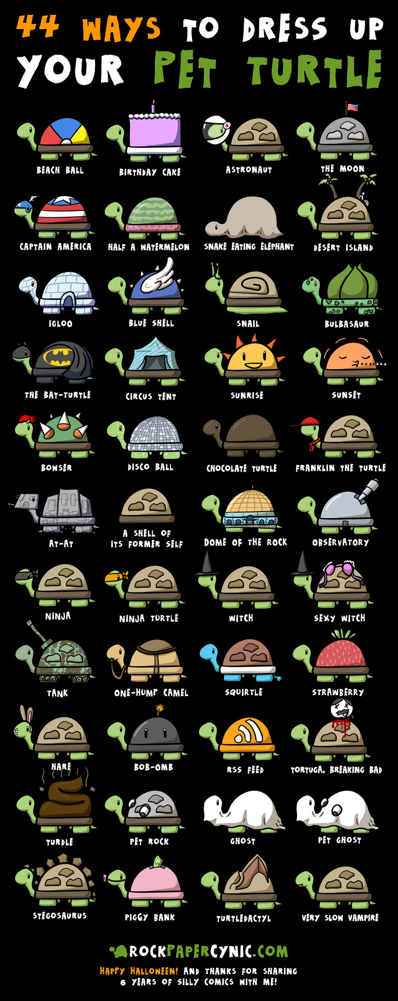44 adorable ways to dress up a turtle for halloween a rock paper