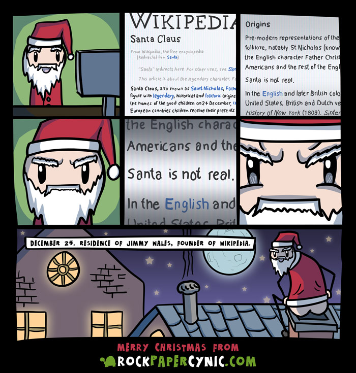 Santa Claus takes on Jimmy Wales, founder of Wikipedia