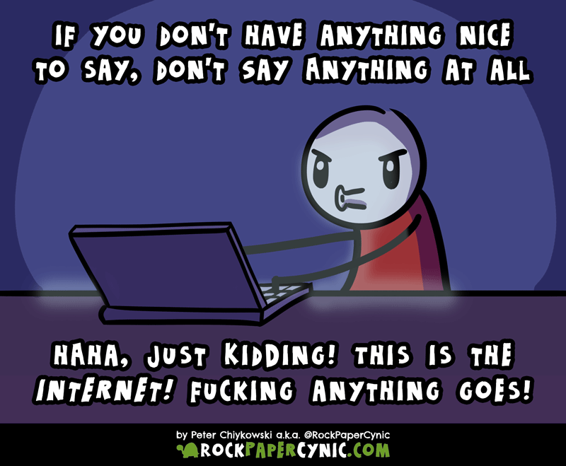 we go over the rules about having nice/not-nice things to say on the Internet