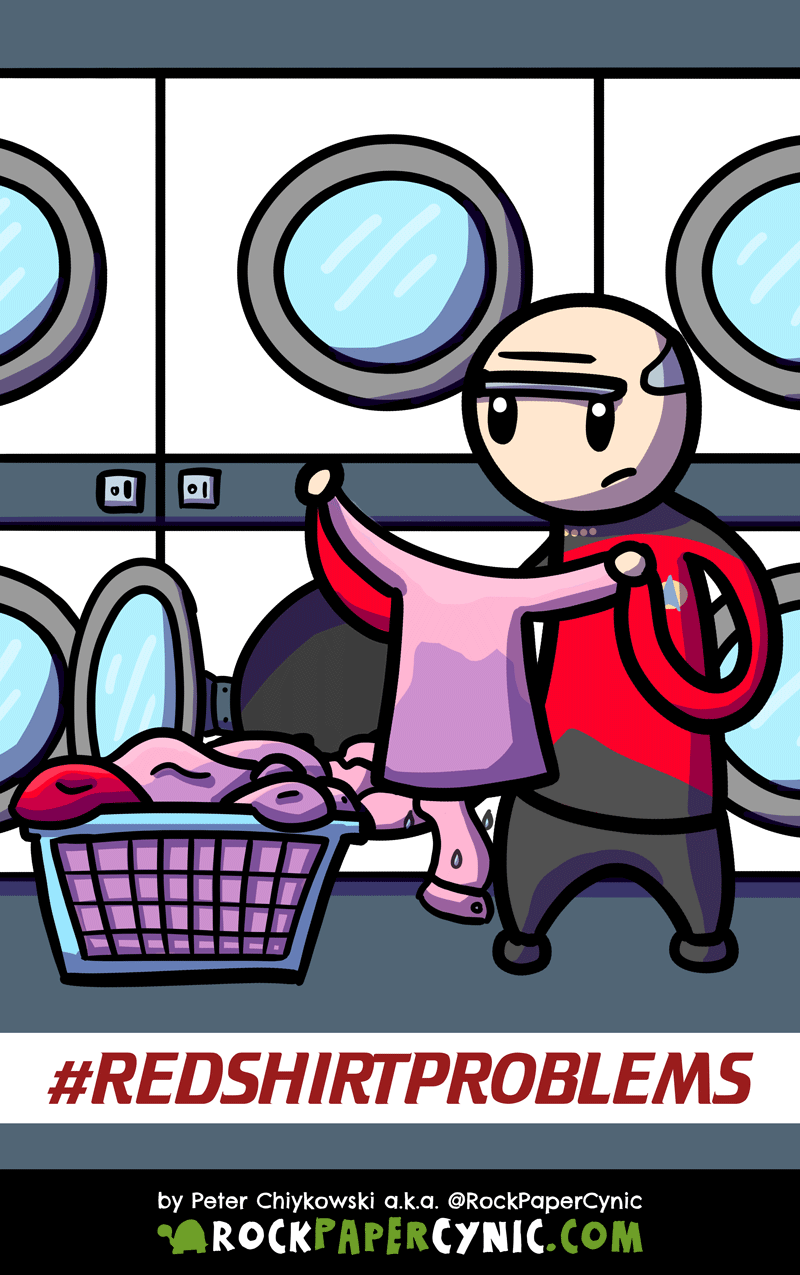 Captain Picard attempts to do laundry on the Starship Enterprise and experiences #redshirtproblems