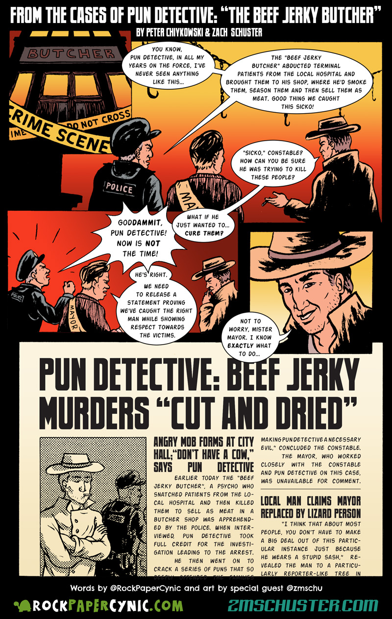 Pun Detective faces down his darkest case yet: The Beef Jerky Butcher