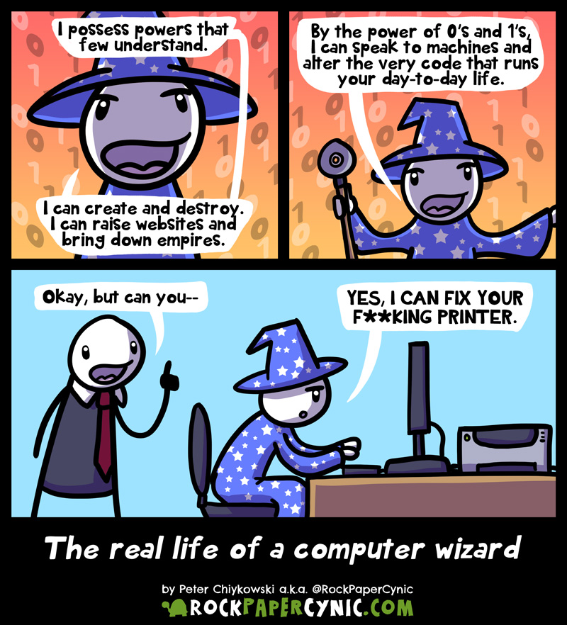 a computer wizard explains the power they possess but also deals with the reality of wielding those powers