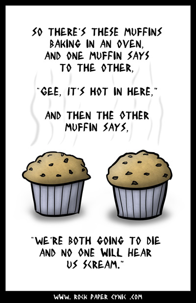 two muffins have a moment of crisis