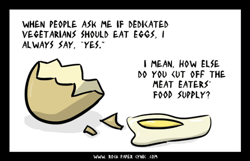 the vegetarians get ahead of the meat-eaters