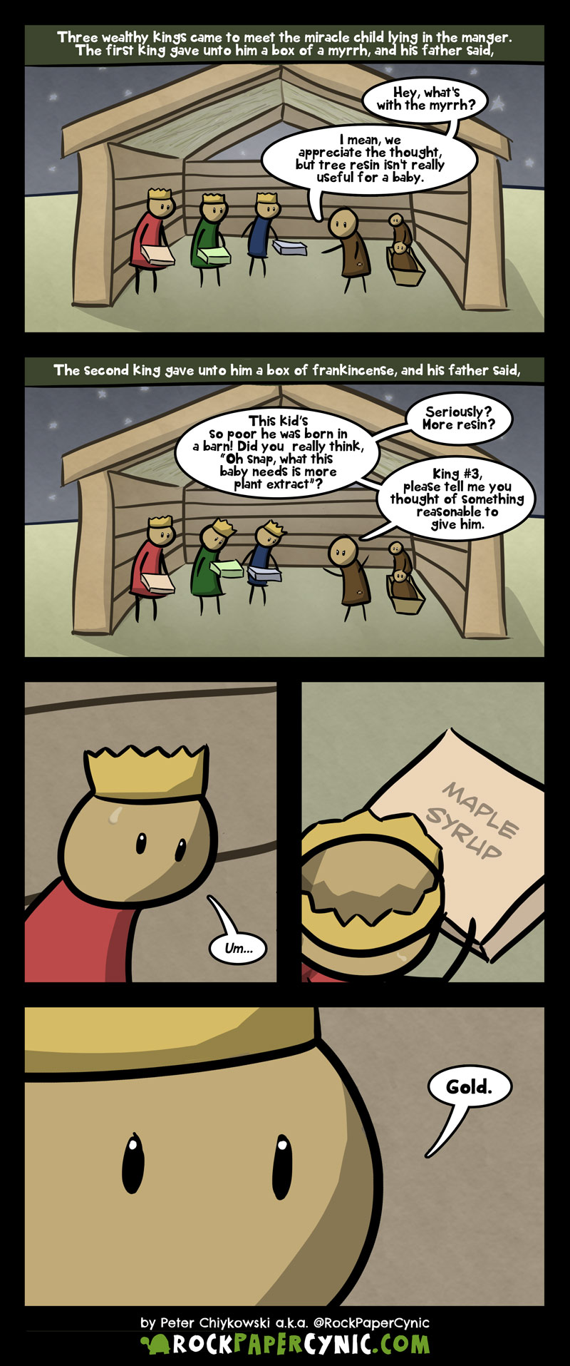 we find out that frankincense and myrrh are actually tree resin and the Three Wise Men weren't all that bright