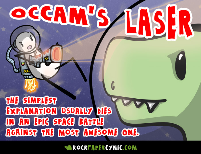 Occam's Laser: because philosophy needs more EPIC SPACE BATTLE EXPLOSIONS! we learn the principle of Occam's Laser, regarding simple explanations, epic space battles and PEW PEW PEW