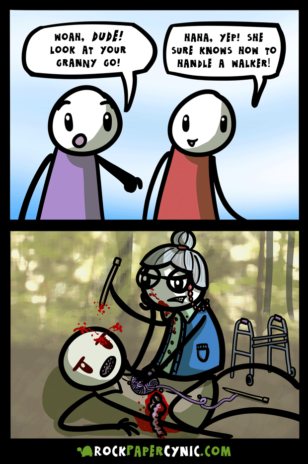 your granny has been training for a Walking Dead-style zombie survival scenario for years