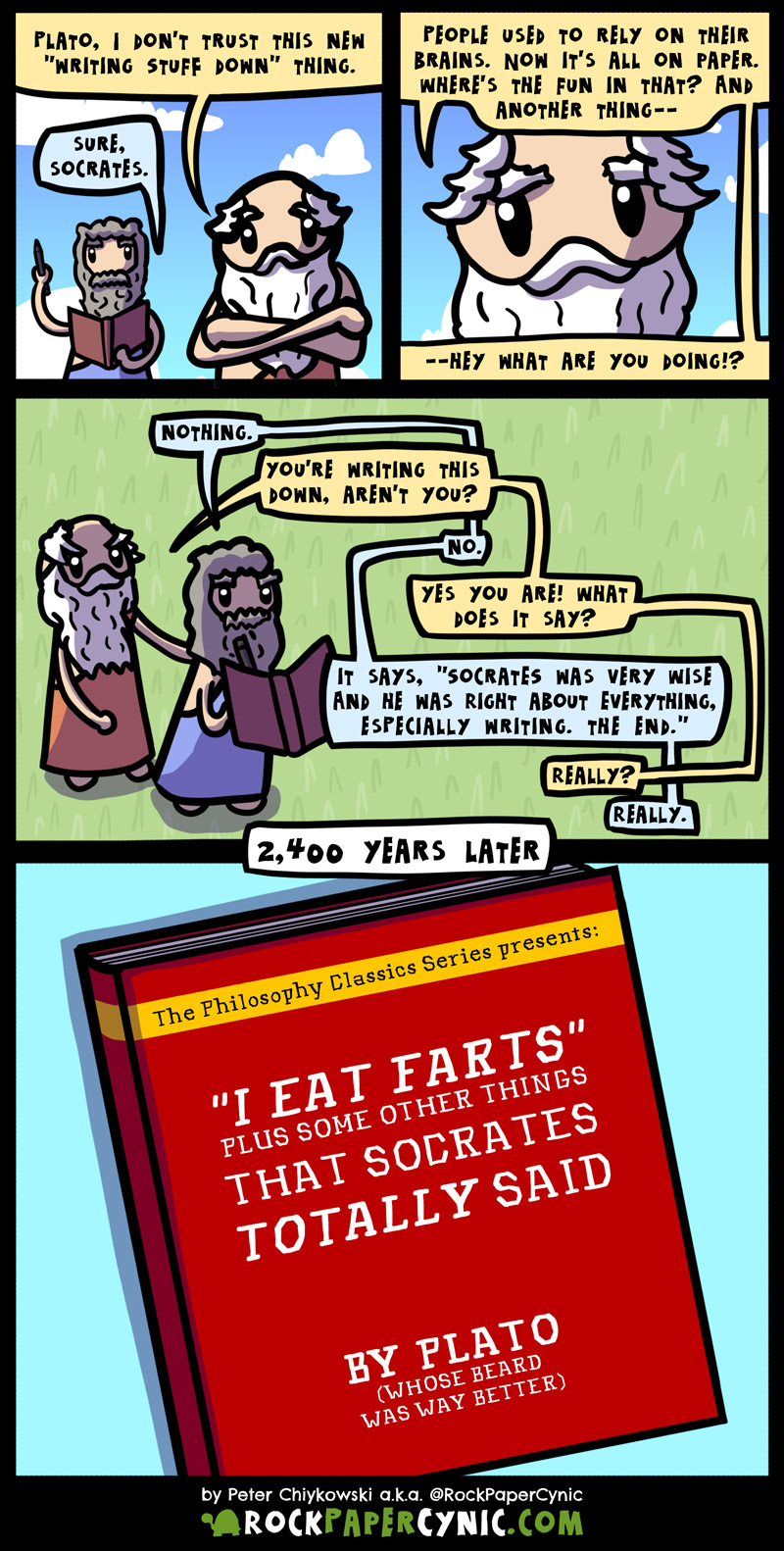 Socrates and Plato battle it out over whether or not writing things down is a good idea SURPRISE it totally is!