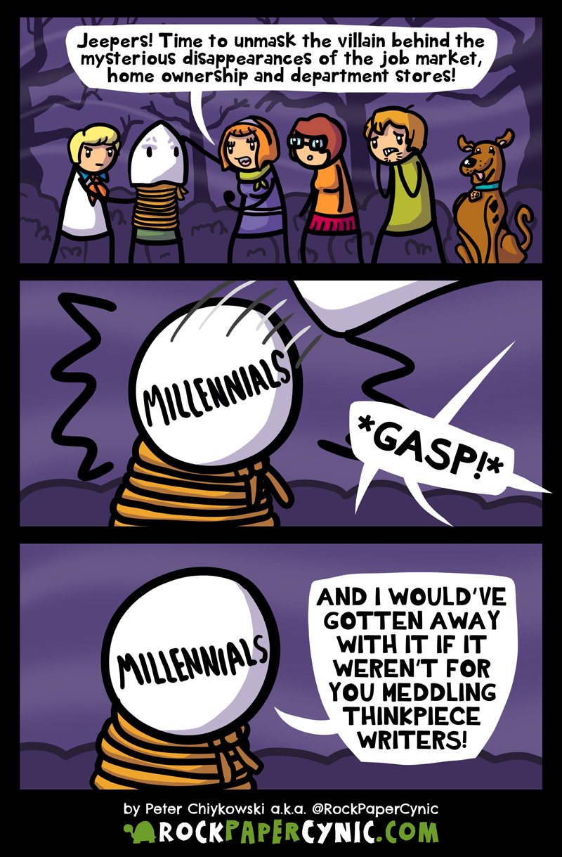 we summarize every thinkpiece ever written about the millennial generation as an episode of Scooby Doo