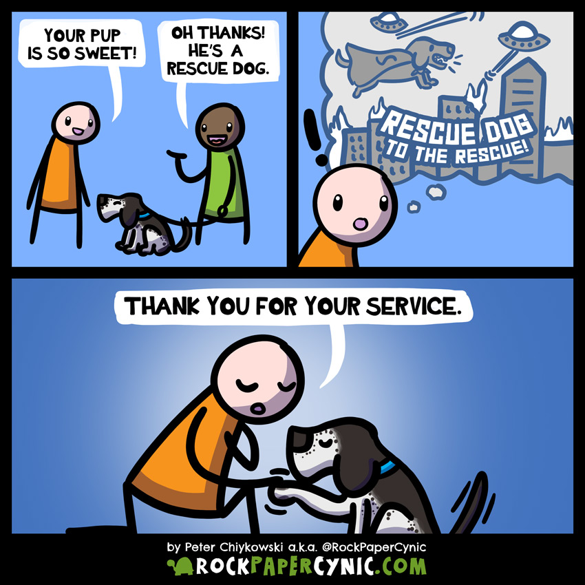 A comic about rescue dogs and dogs who rescue!